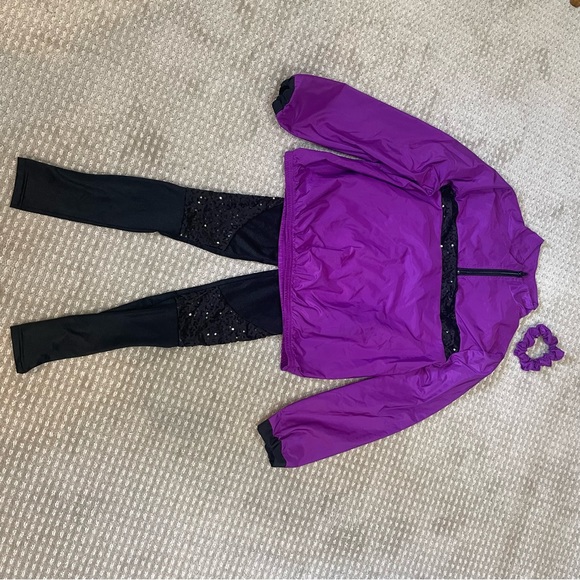 Weissman Black Sequin Unitard and Purple Sequin Dance Jacket size 10-12 - Picture 10 of 10